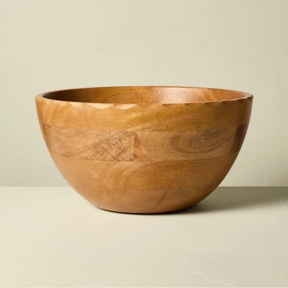 Hearth & Hand Large Carved Edge Mango Wood Bowl Mid Tone